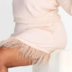 Women's High-Rise Feather Trim Mini Skirt - Future Collective Size 1X