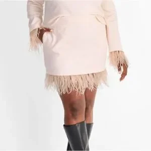 Women's High-Rise Feather Trim Mini Skirt - Future Collective size 1X Women's High-Rise Feather Trim Mini Skirt - Future Collective size 1X