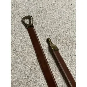 Women's Leather Belt Size Medium / Large Brown 1 1/8 Thick Brass Hardware 20607