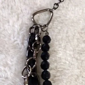 Women’s Necklace Black Silver Multilayer Long Dark Academia