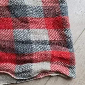 Women's One Size Dark Bold Orange Gray & Tan Plaid Infinity Scarf EUC