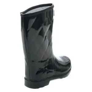 Women's Rainboots Mid Calf Quilted Rain Boots #1523 Black