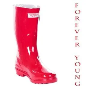 Women's Rainboots Rubber Mid Calf Rain Boots RB-1602 Red Size 7