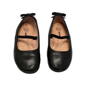 Wonder Nation Black Ballet Flat Dress Shoes with Bows Toddler Girl Size 11