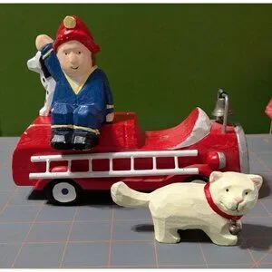Wooden Firetruck Parade Set With Characters & Animals Montessori