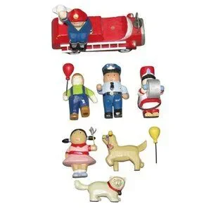 Wooden Firetruck Parade Set With Characters & Animals Montessori