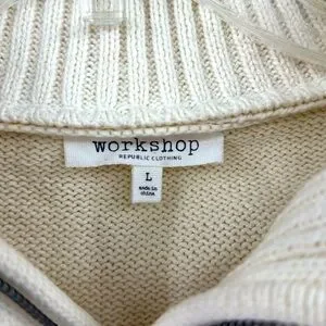 Worshop Half Zip Knit Sweater In Red Stripped-Size Large