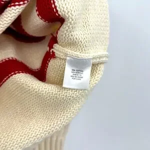 Worshop Half Zip Knit Sweater In Red Stripped-Size Large