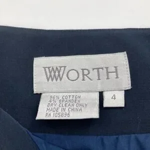 Worth Women's Navy Blue Gold Chain Cotton Pencil Skirt Size 4