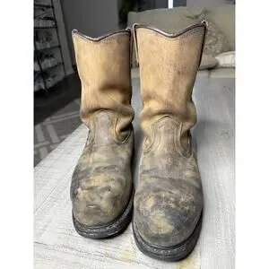 Worx By Red Wing Men’s Size 8M Work Boots Steel Toe Pull On Brown Leather 5700