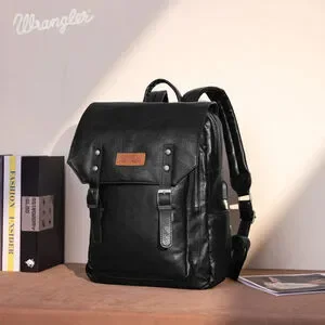 Wrangler Belt Buckle Laptop Backpack - Black
