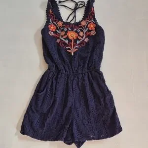 Xhilaration Whimsy Goth Embroidered One Piece