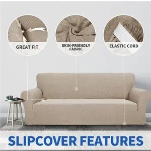 XL Beige Khaki Slipcover Couch Cover for Sofa