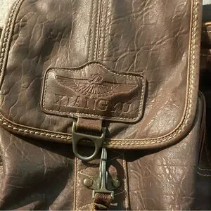 Xyangyu Brown Leather Distressed (15x13”) Utility Collegiate Backpack