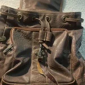 Xyangyu Brown Leather Distressed (15x13”) Utility Collegiate Backpack