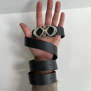 Y2k 2000s Chrome Star Futuristic Star Emblem Black And Silver Grunge Emo Belt