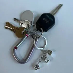 Y2k 2000s Dice Stack Silver Chrome Keyring Keychain