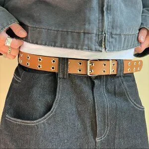 Y2k 2000s Vintage Camel Silver Star Studded Goth Emo Belt