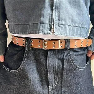 Y2k 2000s Vintage Camel Silver Star Studded Goth Emo Belt