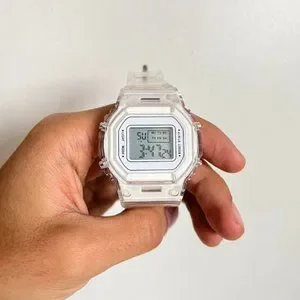 Y2K 2000s Vintage Retro Style White Transparent Digital Watch