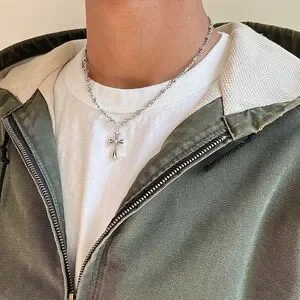 Y2k Style Grunge Silver Cross Pendant Necklace