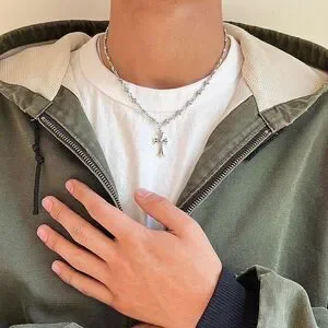 Y2k Style Grunge Silver Cross Pendant Necklace