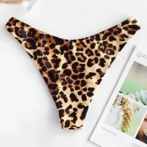 ZAFUL Side Cutout Animal Leopard Print Bikini Bottom Size Medium
