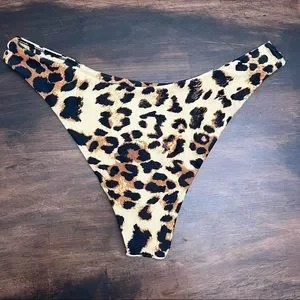 ZAFUL Side Cutout Animal Leopard Print Bikini Bottom Size Medium