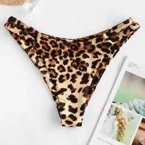 ZAFUL Side Cutout Animal Leopard Print Bikini Bottom size medium