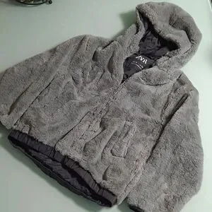 Zara furry hooded coat