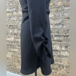 Zara Ruched Little Black Dress NWT Flared Skirt Evening Size Medium