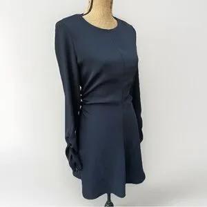 Zara Ruched Little Black Dress NWT Flared Skirt Evening Size Medium