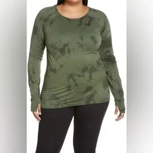 ZELLA Long sleeve activewear shirt in Green mountain NWT
