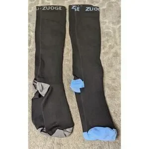 ZUOGE COMPRESSION SOCKS UNISEX SIZE S/M BLACK BLUE gray 2 pairs diabetic comfy