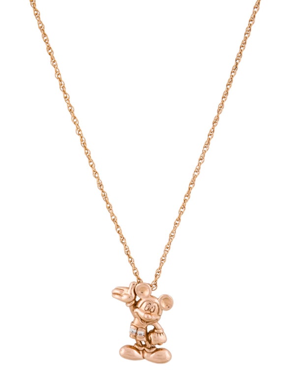 Disney Store 14K Mickey Mouse Figure Diamond Necklace