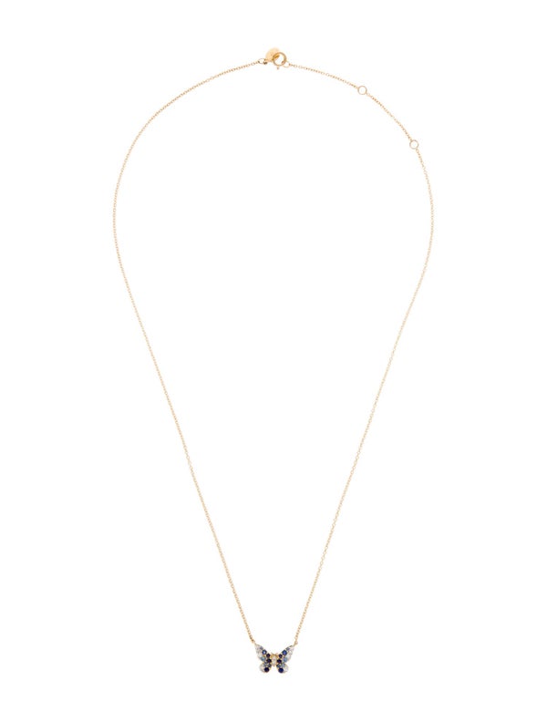 Eriness 14K Sapphire & Diamond Butterfly Pendant Necklace