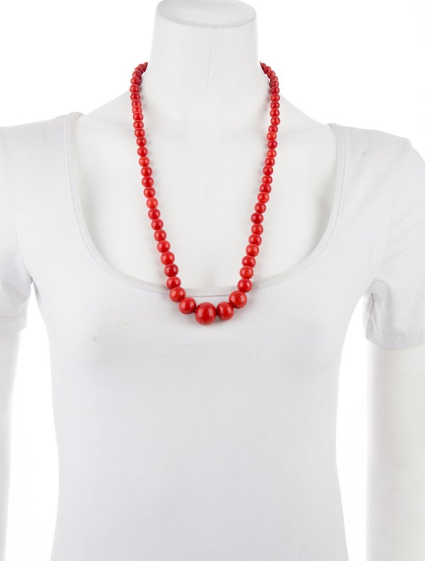 Necklace 18K Coral & Diamond Graduated Beaded Necklace