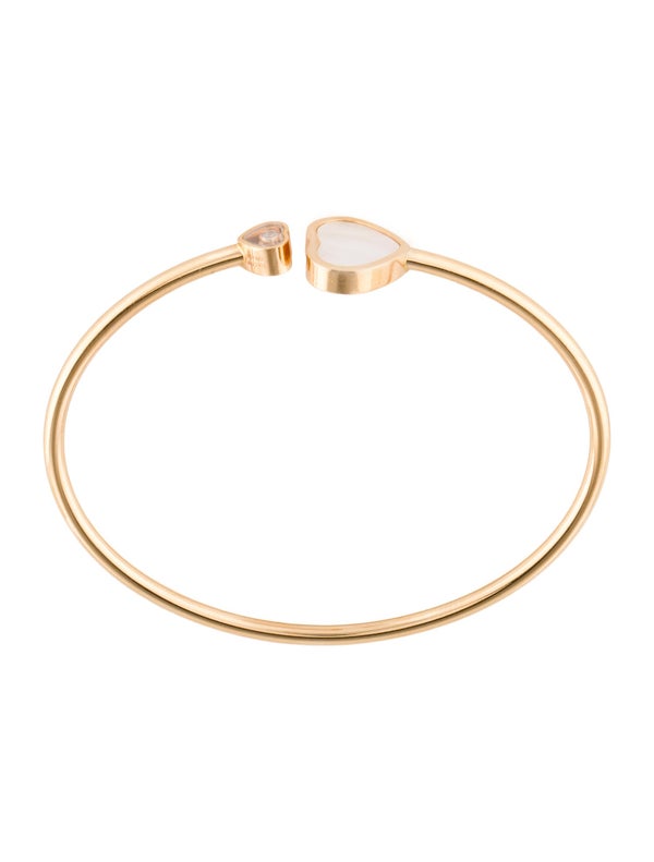 Chopard 18K Mother Of Pearl & Diamond Happy Hearts Cuff Bracelet