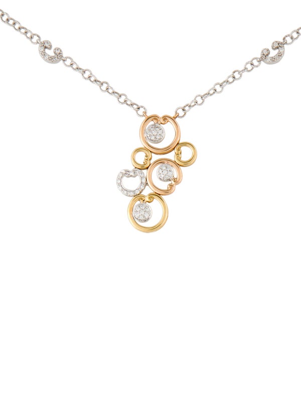 Charriol 18K Tri-Tone Diamond Circle Pendant Necklace