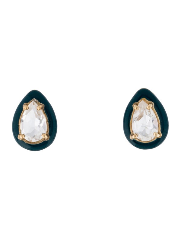 Bea Bongiasca 9K Quartz & Enamel Gumdrop Stud Earrings