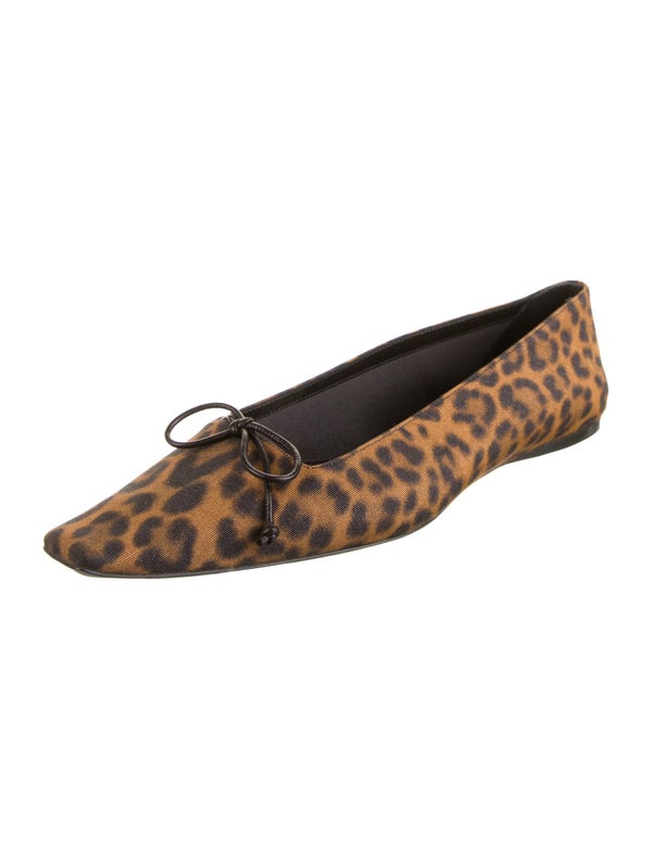Saint Laurent Animal Print Bow Accents Ballet Flats
