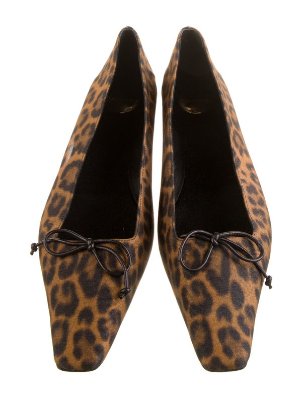 Saint Laurent Animal Print Bow Accents Ballet Flats