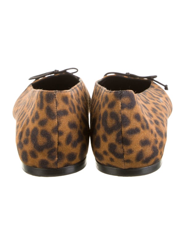 Saint Laurent Animal Print Bow Accents Ballet Flats
