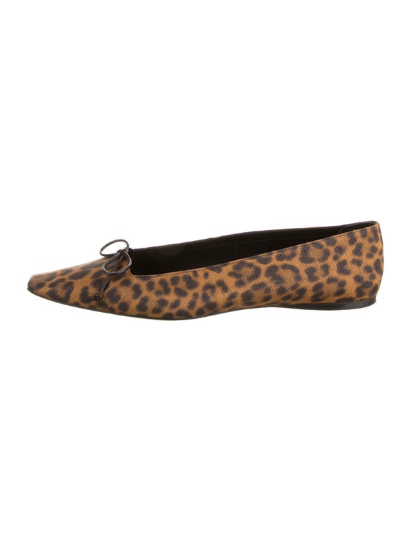 Saint Laurent Animal Print Bow Accents Ballet Flats