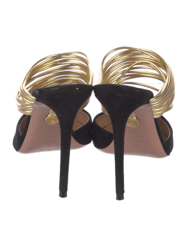 Aquazzura Suede Colorblock Pattern Mules