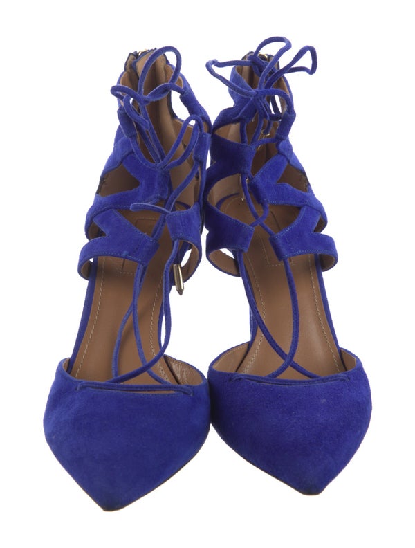 Aquazzura Vintage Suede T-Strap Pumps