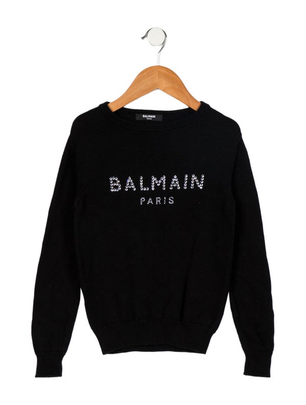 Balmain Toddler Girls' Crystal Logo Sweater