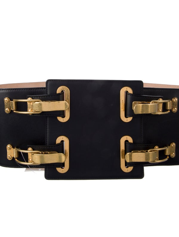 Balmain Wide Leather Waist Belt