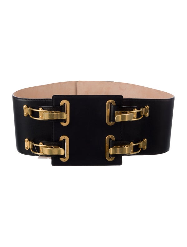 Balmain Wide Leather Waist Belt