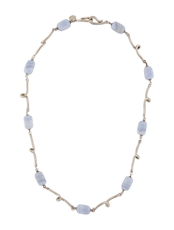 Tiffany & Co. Blue Lace Agate Bead Twist Station Necklace